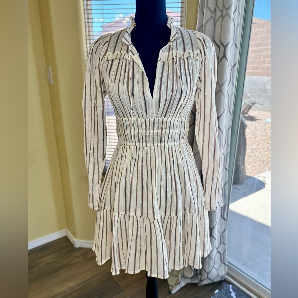 EUC Ulla Johnson Cream Striped Rosalind Mini Dress - Picture 5 of 17